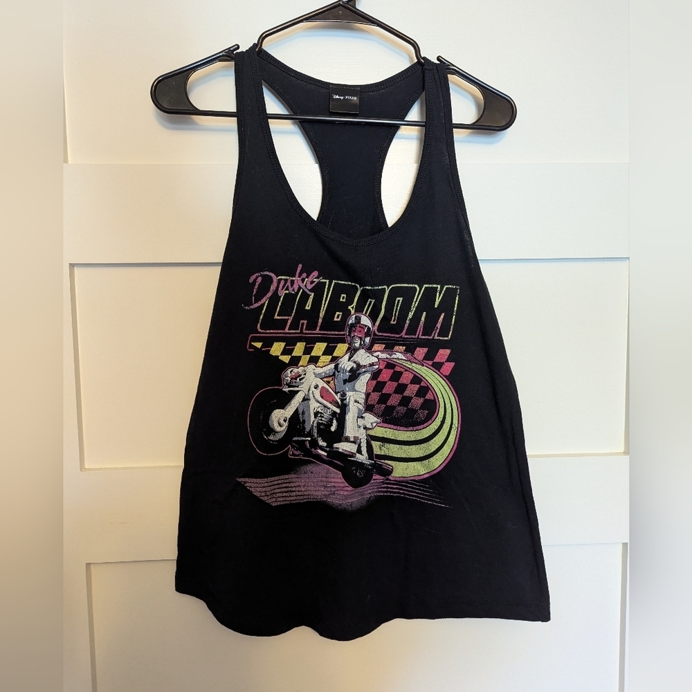 Disney Pixar Duke Caboom black tank top in a  juniors size XL. Razor back tank.